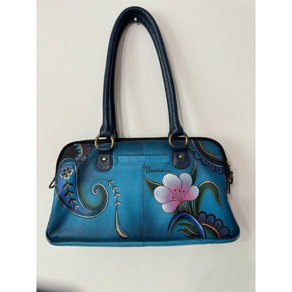 ANNA BY ANUSHKA LEATHER HANDPAINTED MULTI COMPARTMENT SACHEL 8038 - Picture 2 of 11